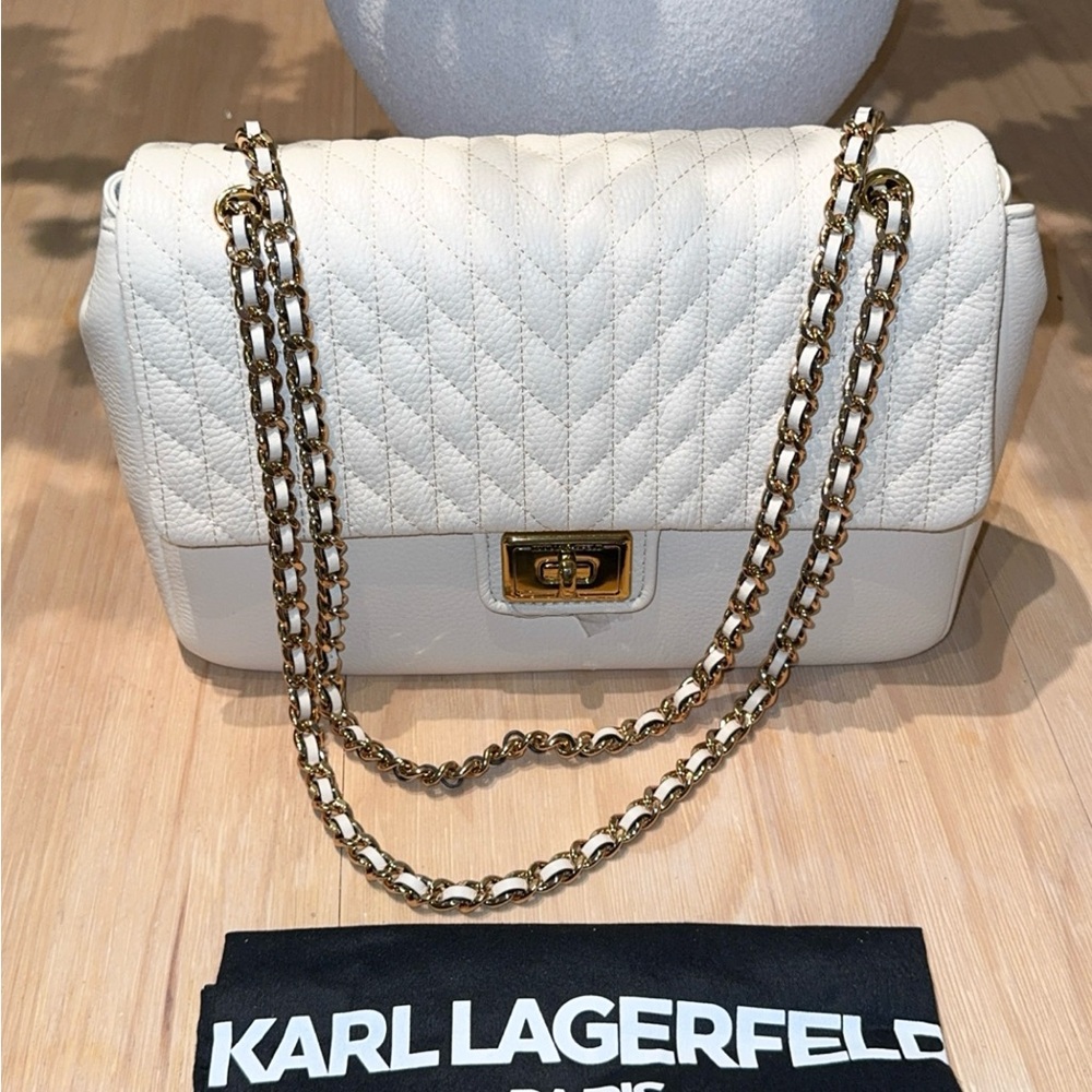 Karl Lagerfeld Ivory Quilted Chain Bag NWT Beautiful